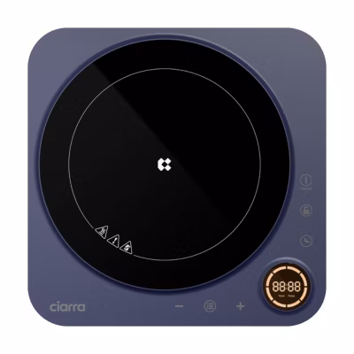 Plaque de cuisson induction Portable 1 Feux 2000W 8 Niveaux de Puissance Verrouillage Enfant Minuterie Bleu Ciarra