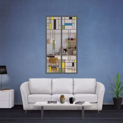 Verrière 2 verres Indiana – L x H : 69 x 125 cm – Laqué brun 2650 granité – verre Clair inclus