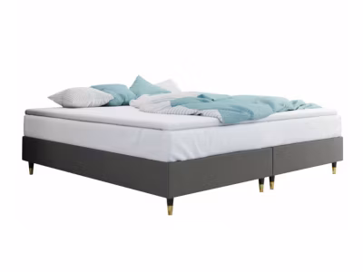 Lit continental Logan 109, Double, Gris, Tissu, Disponible