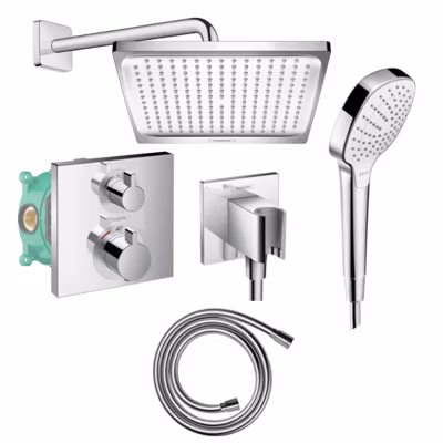 Colonne de douche encastrée thermostatique HANSGROHE Ecostat Square chromé