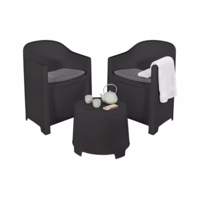 Salon de jardin dmora gris 5 pieces 2 personnes 41.0 x 35.0 x 38 cm polypropylene