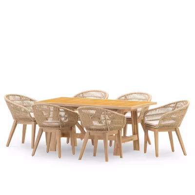 Set de repas jardin 6 pl table céramique moutarde 168×87 – Bisbal & Provenza