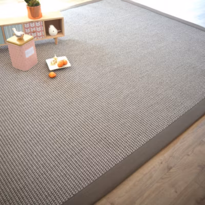 Tapis tissé plat – Lombok silver – Ganse coton taupe – 200 x 290 cm