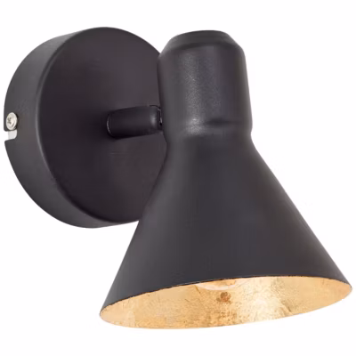 Applique d&rsquo;intérieur AZTEKAS métal – noir mat et or – E14 28W – ampoule non incluse