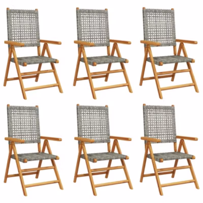 Chaises inclinables de jardin lot de 6 gris rotin bois massif vidaXL