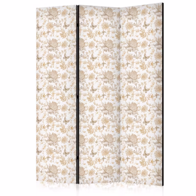 Paravent -Fleurs et PapillonsBlanc – Illustration