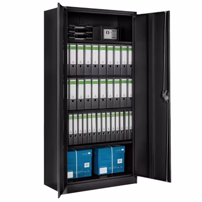 Armoire de classement métallique en acier epoxy avec 5 étagères réglables et serrure 80x40x180 cm – Noir