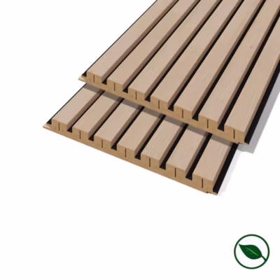 Lot de 2 demi panneaux mural décoratif lamelles MDF chêne clair fond noir 1250 x 287 x 20 mm 0,72 M2