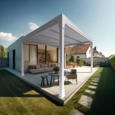 Carport HAPESIRE Isotoit îlot 5,02×3,50m (Blanc)