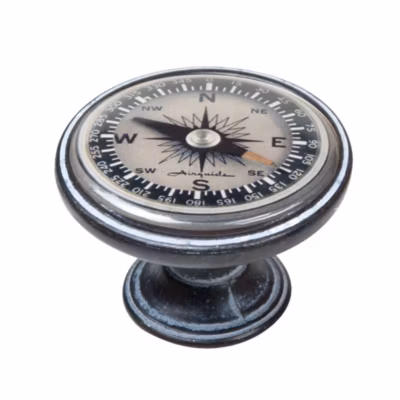 Bouton de meuble zamac diamètre 37 mm oxydé decapé boussole 4 lot de 12 piéces