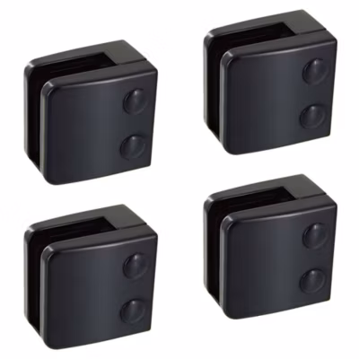 4 x Pince à verre plate modèle 06 – Ep. verre 12,76 mm – Zamak noir RAL 9005