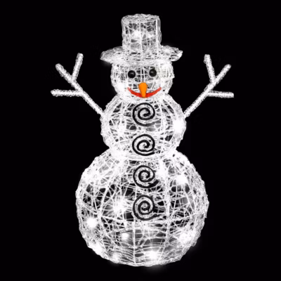 Bonhomme de neige lumineux extérieur blanc froid h60cm 100 led + transfo – feeric lights & christmas