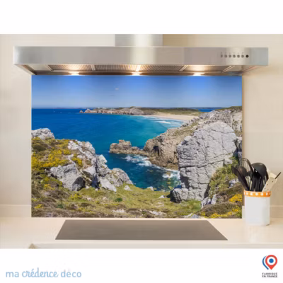 Crédence cuisine fond de hotte L&rsquo;anse de Pen Hat – Verre trempé – L 90 cm x H 70 cm – MaCrédenceDéco