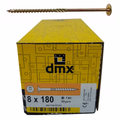 BOITE DE 50 VIS À TÊTE RONDELLE 8 x 180, EMPREINTE TORX