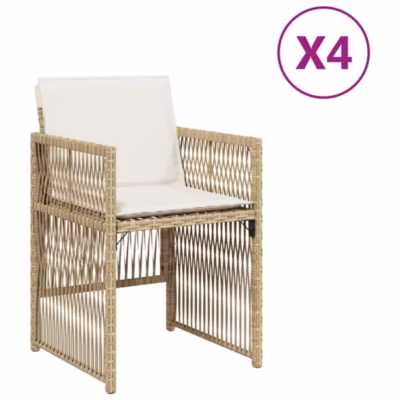 Chaises de jardin avec coussins lot de 4 beige résine tressée vidaXL