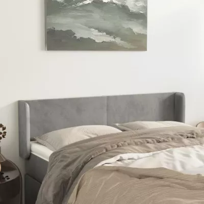 vidaXL Tête de lit avec oreilles Gris clair 147x16x78-88 cm Velours3118536