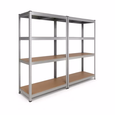 Double étagère métallique 160 x 160 cm, 8 plateaux de rangement, 640 kg, acier galvanisé, modulable – 30 cm – Gris – EURO VANADIUM