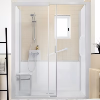 Cabine de douche Kinedo Kinemagic Sérénité 170×90 niche basse porte coulissante verre transparent avec mitigeur