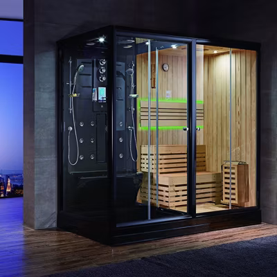 Combi Sauna Douche Hammam Boreal SH220-D Black Edition – droite