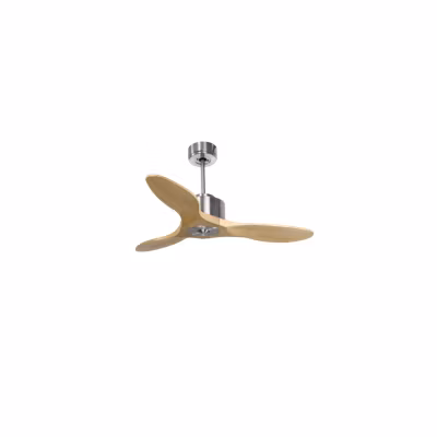 Modulo Regular Ring  – Super destratificateur et ventilateur DC 106 cm chrome pales bois  clair sans Lumière  15 à 20 m²