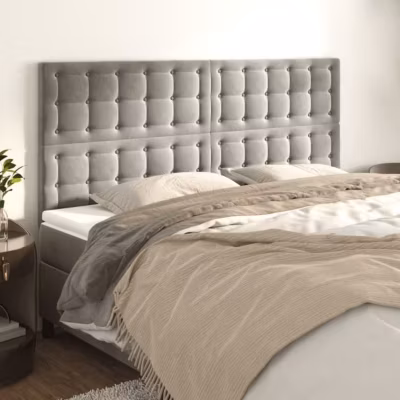 vidaXL Têtes de lit 4 pcs Gris clair 90x5x78-88 cm Velours3116826