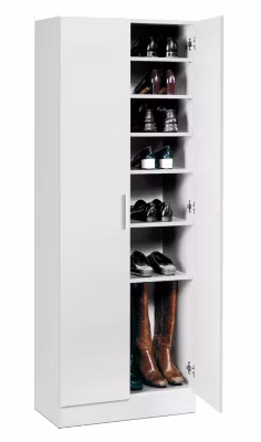 Armoire à chaussures, meuble à chaussures avec 2 portes coloris blanc – longueur 60 x profondeur 35 x hauteur 170 cm