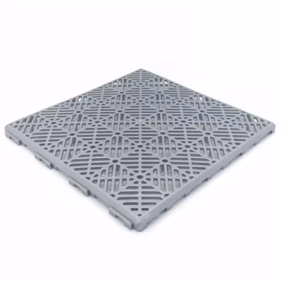 Dalle Gris aluminium ventilée en polypropylène 30x30x1,5cm – Sols de piscine, terrasses, sols flottants, gazon artificiel, chenils
