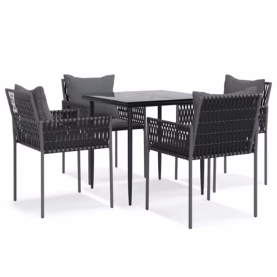 Prolenta Premium –  Ensemble à manger de jardin 5 pcs coussins résine tressée acier