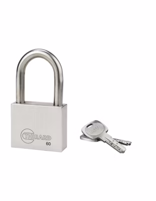 Cadenas à clé INOX, inox, anse inox, 60mm, 2 clés – THIRARD