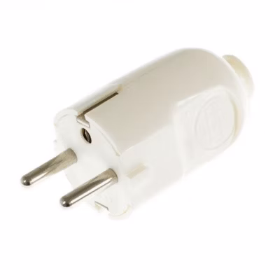 Fiche mâle Schuko 250VAC/16A blanche  facile à installer connectivité fiable pour bureaux et espaces commerciaux