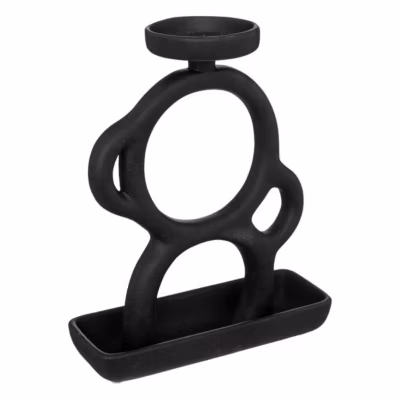 Bougeoir en céramique H26,5cm noir – Atmosphera