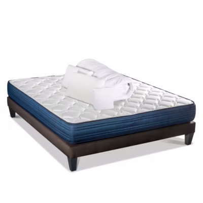 Pack Quinconces II 180×200 cm Matelas Ressorts + Sommier Bois + Accessoires