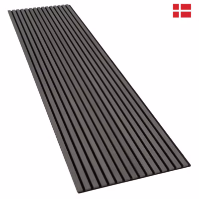 Panneaux muraux acoustiques decoratifs PREMIUM en placage bois veritable chene gris sur MDF noir 240×60 cm Nordic Acoustics