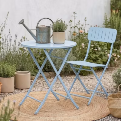 Table de jardin pliante Sande 71 x 62 cm bleu ciel en.casa