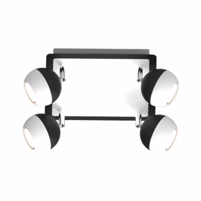 Plafonnier Carré Noir et Blanc 4 Spots Orientables en Saillie pour Ampoule GU10 – SILUMEN