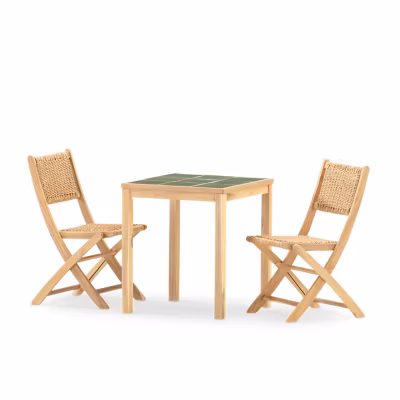 Set de repas 2 places table en céramique verte 65×65 – bisbal & serena