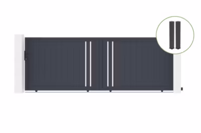 Portail coulissant 4m GIONA H.140cm alu gris + 2 poteaux 20x20cm H.166cm