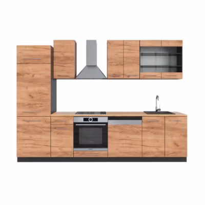 Vicco Cuisine Chêne doré/anthracite 300cm , PT Chêne