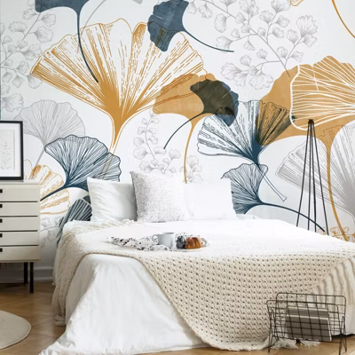 Papier peint panoramique – Gingko – Multicolore – intissé : 150g/m² – 5 lés : 240x270cm