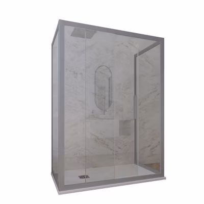 Cabine parois de douche coulissante 3 côtés 70x150x70 cm H 200 en PVC Gris argent Verre Transparent mod. Deco Trio