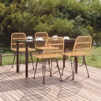 3157889 vidaXL Ensemble à dîner de jardin 5 pcs Résine tressée