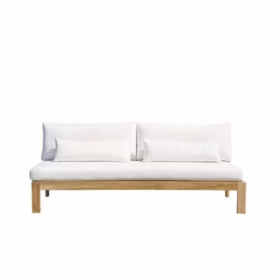 Canapé de jardin en teck massif et tissu Blanc TOUQUET