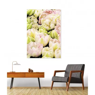 Tableau toile XXL en kit Tulipes Roses 90 x 130 cm – Toile textile sans PVC