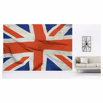 Papier peint intissé USED UNION JACK 400 x 270 cm (LxH) – Tapisserie murale panoramique XXL, Made in France par Scenolia