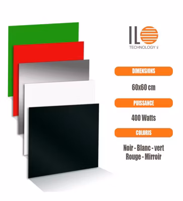Radiateur électrique plat panneau rayonnant en verre 60×60 cm – 400W Couleur – Rouge, Thermostat – OUI
