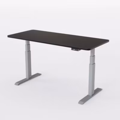AUM WORLD Bureau Réglable Électrique, 120×70, DIY, 2 moteurs, Mémoires, Timer, USB A&C, 62-127cm, 120kg, Gris, Noir