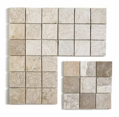 Carrelage mosaïque (Boite de 1m²) / Plaque de mosaïque mur et sol en marbre naturel coloris blanc mat – 30 x 30 cm