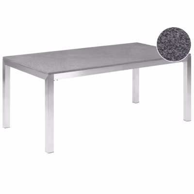 Table de salle à manger de jardin GROSSETO 180 cm 90 cm Poli Granit Gris