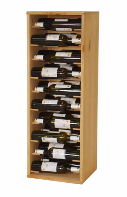 Meuble Range Bouteille de vin Série Godello en Pin Clair 30 bouteilles étiquettes devant