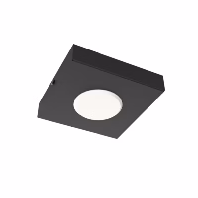 LUMICOM – RIVER SQUARE Plafonnier, 1x GX53, max 8W, métal, noir mat, 15x15cm